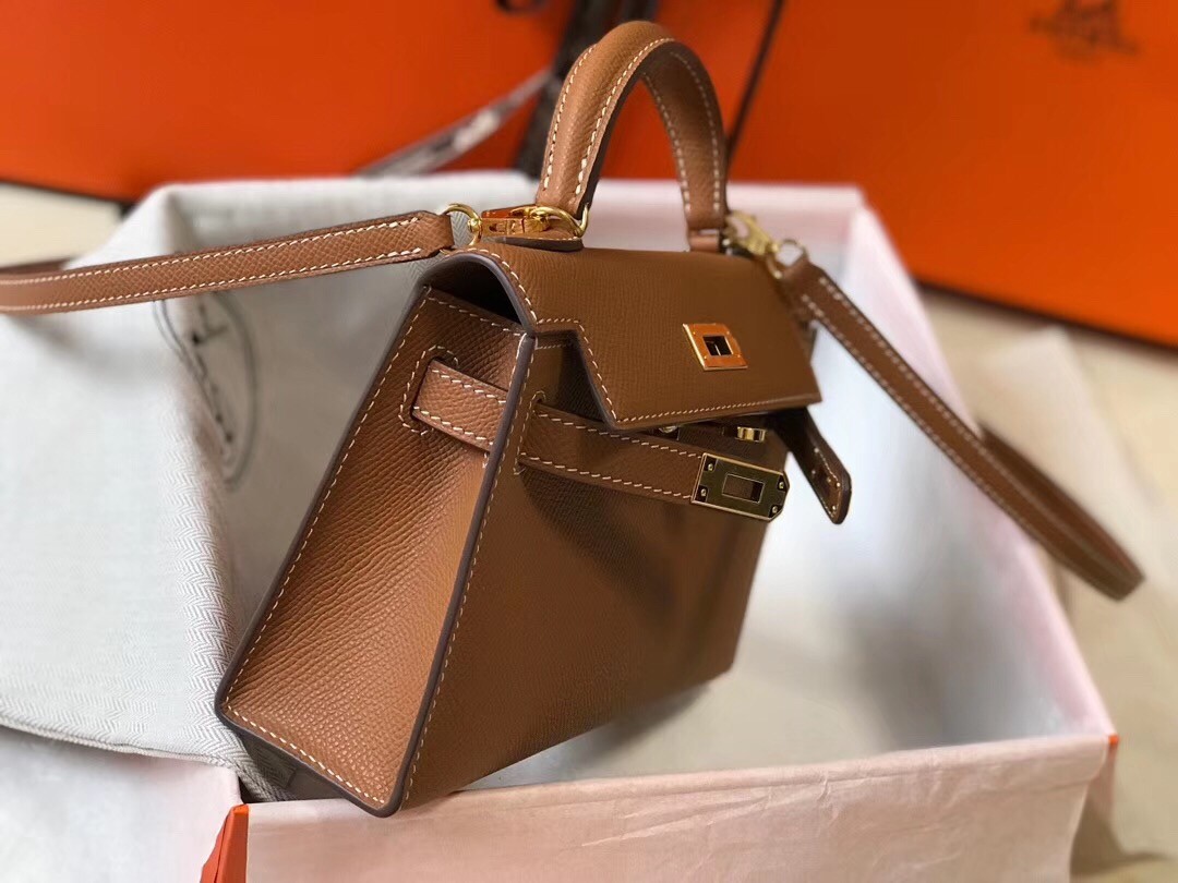 H**mes kelly mini ii bag in gold epsom leather
