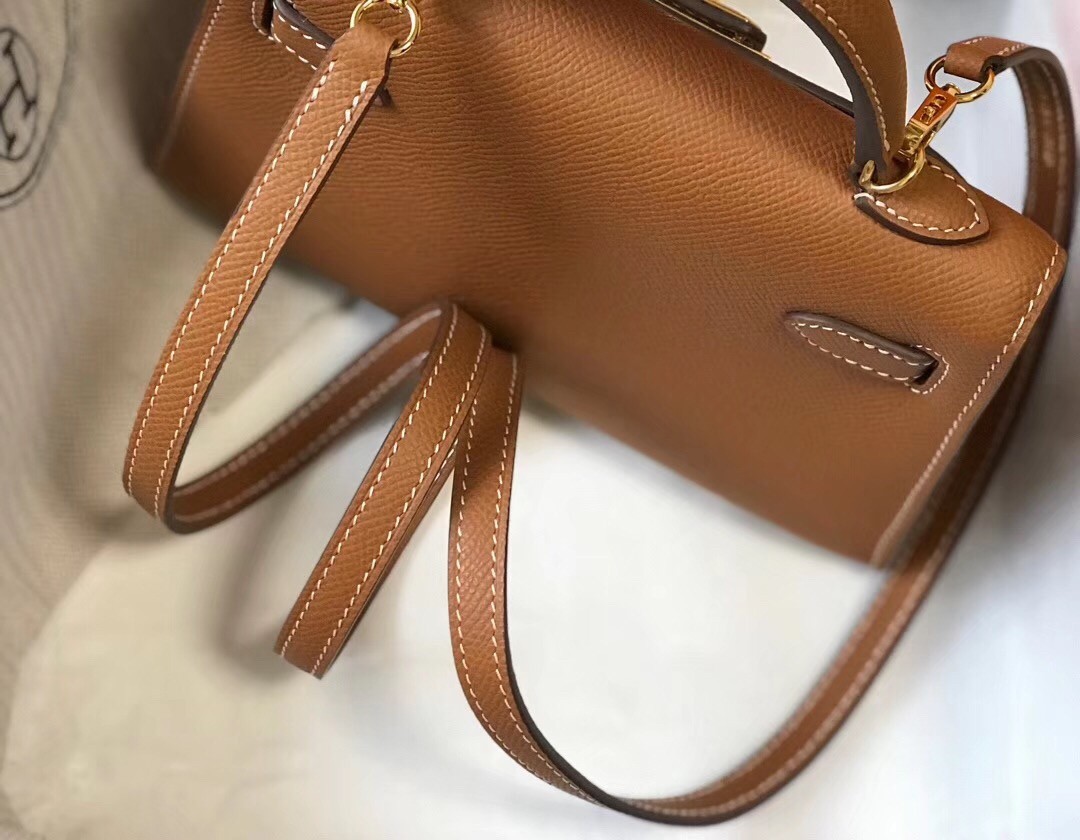 H**mes kelly mini ii bag in gold epsom leather