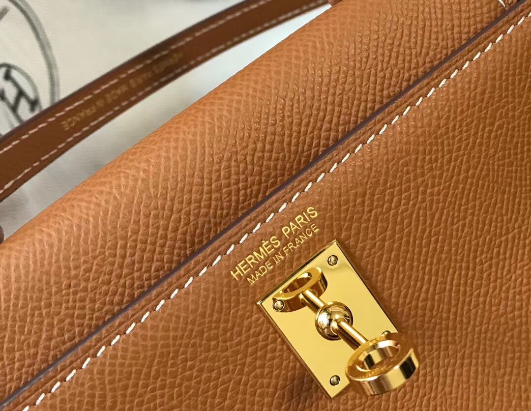 H**mes kelly mini ii bag in gold epsom leather