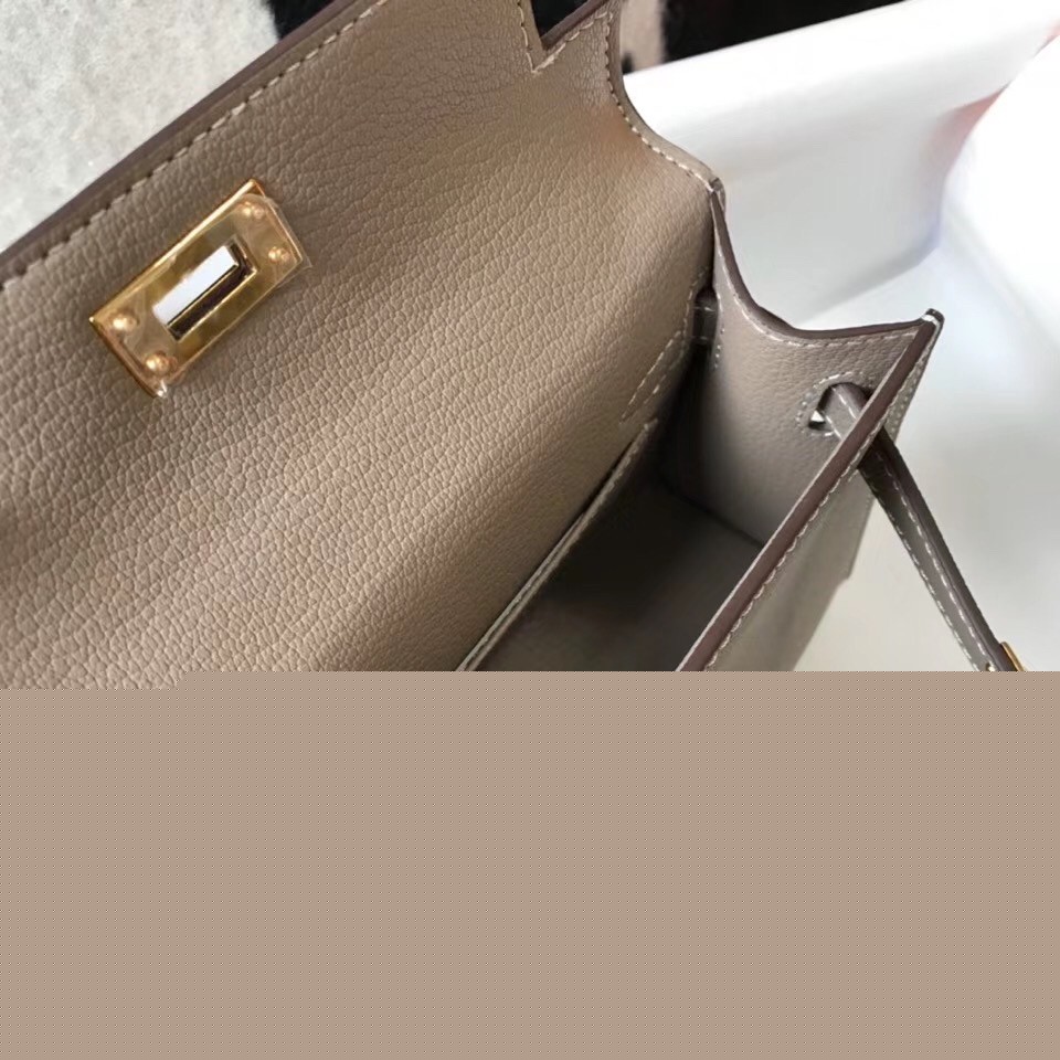 H**mes kelly mini ii bag in gris asphalt epsom leather