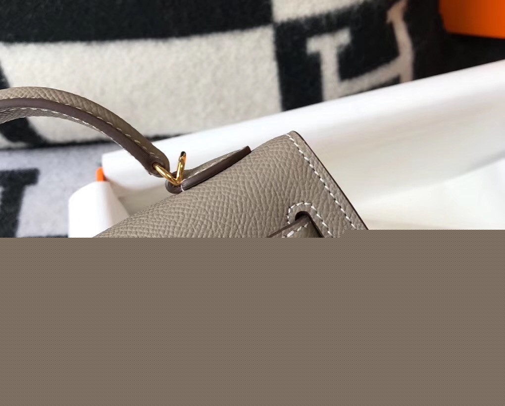 H**mes kelly mini ii bag in gris asphalt epsom leather