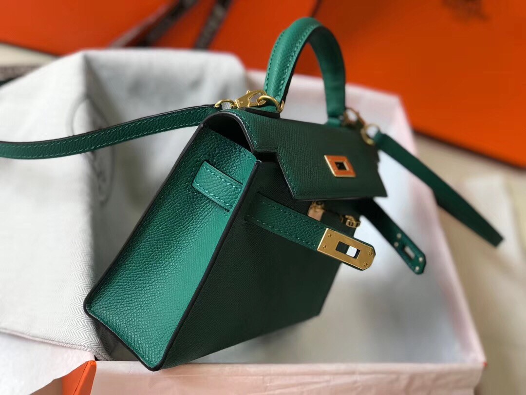 H**mes kelly mini ii bag in malachite epsom leather