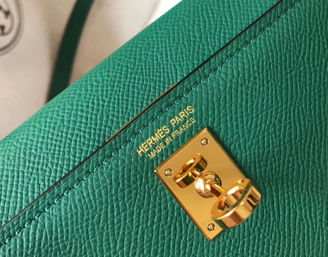 H**mes kelly mini ii bag in malachite epsom leather
