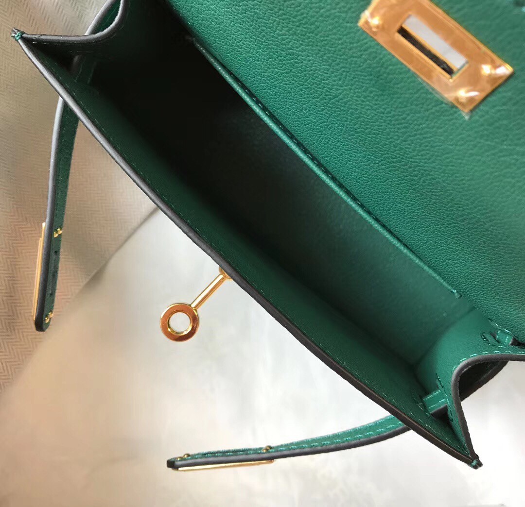 H**mes kelly mini ii bag in malachite epsom leather
