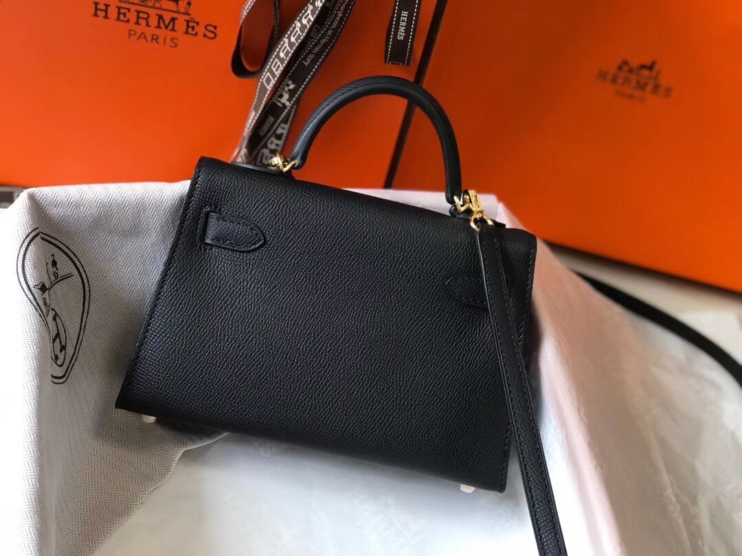 H**mes kelly mini ii bag in black epsom leather