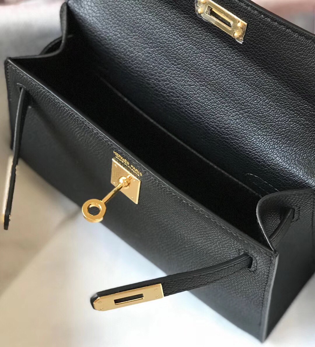 H**mes kelly mini ii bag in black epsom leather