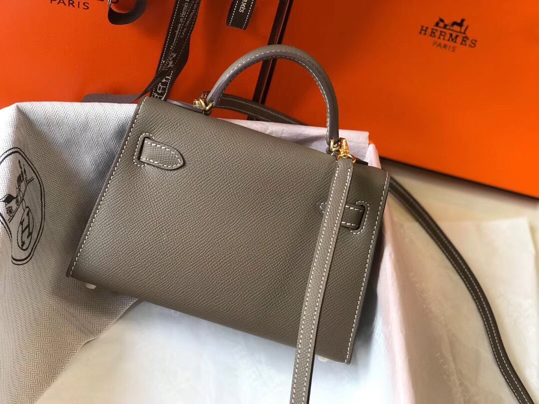 H**mes kelly mini ii bag in taupe grey epsom leather