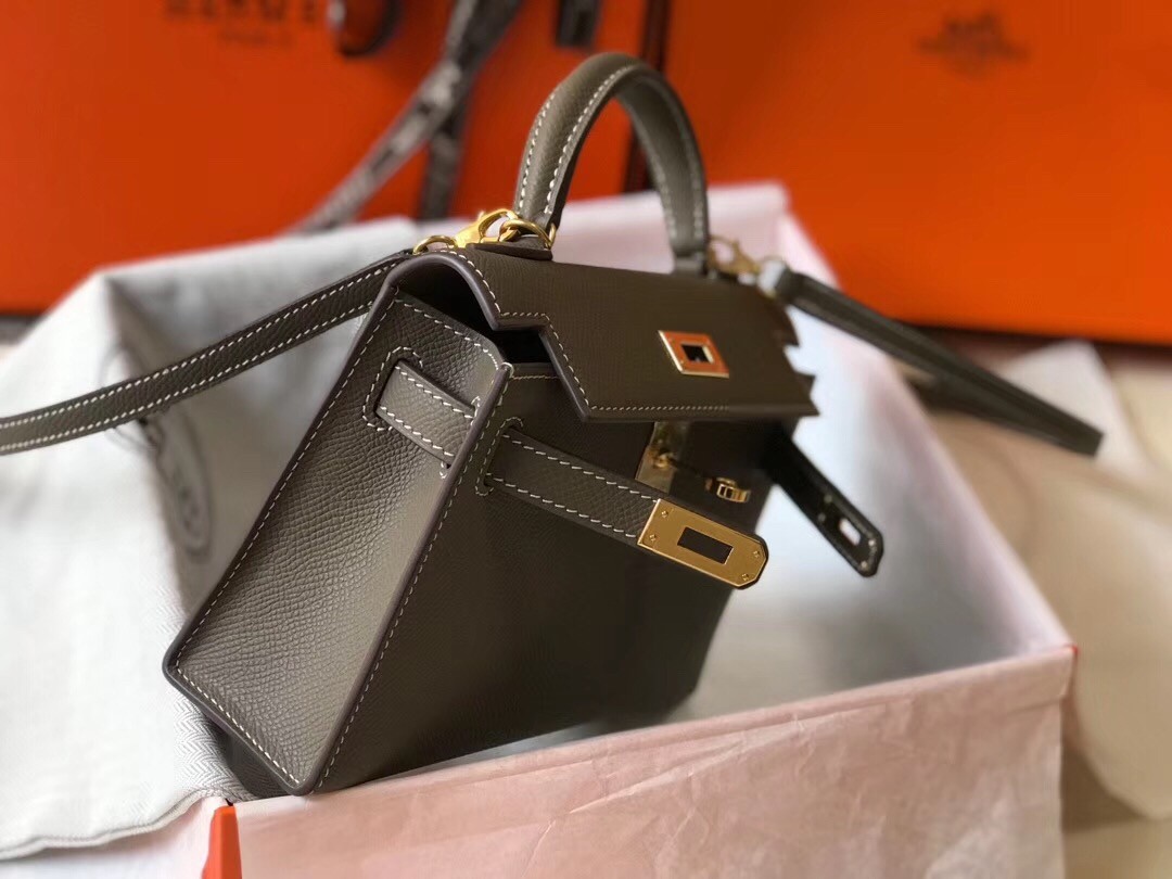 H**mes kelly mini ii bag in taupe grey epsom leather