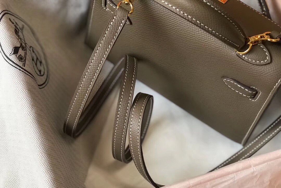 H**mes kelly mini ii bag in taupe grey epsom leather