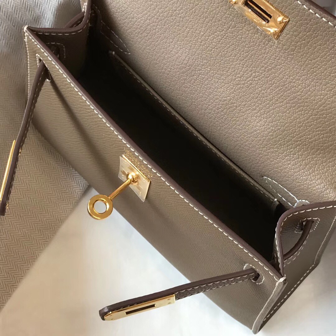 H**mes kelly mini ii bag in taupe grey epsom leather
