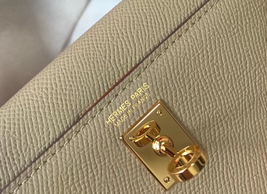 H**mes kelly mini ii bag in gris tourterelle epsom leather