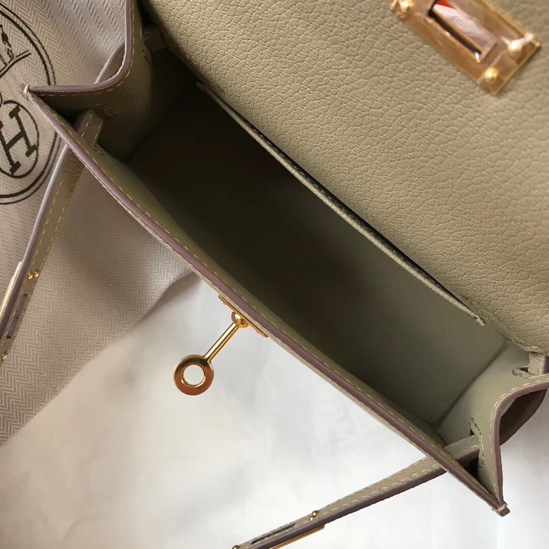 H**mes kelly mini ii bag in gris tourterelle epsom leather