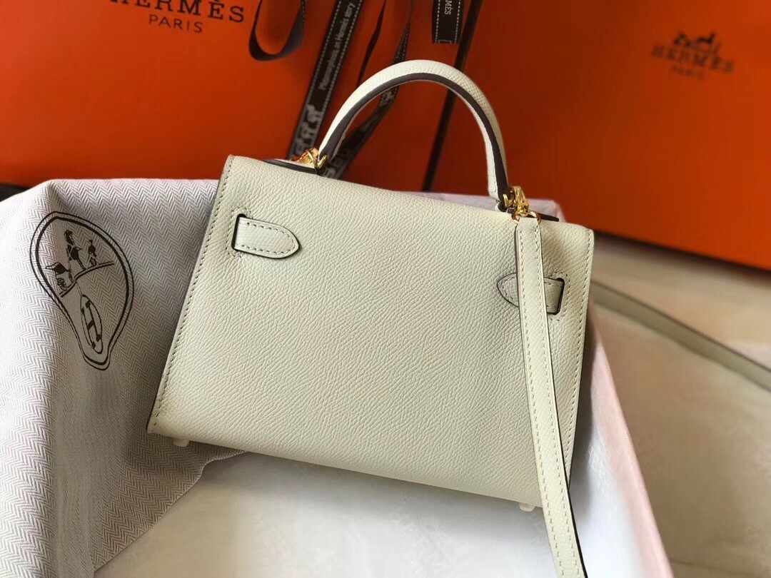 H**mes kelly mini ii bag in white epsom leather