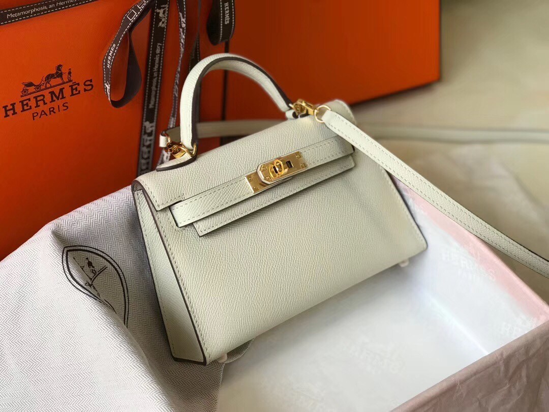 H**mes kelly mini ii bag in white epsom leather