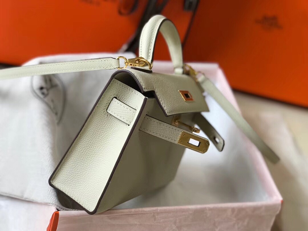 H**mes kelly mini ii bag in white epsom leather