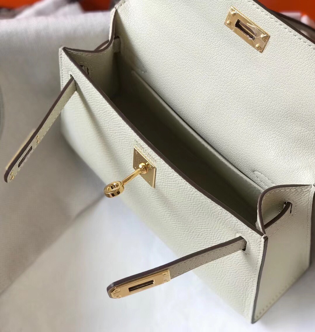 H**mes kelly mini ii bag in white epsom leather