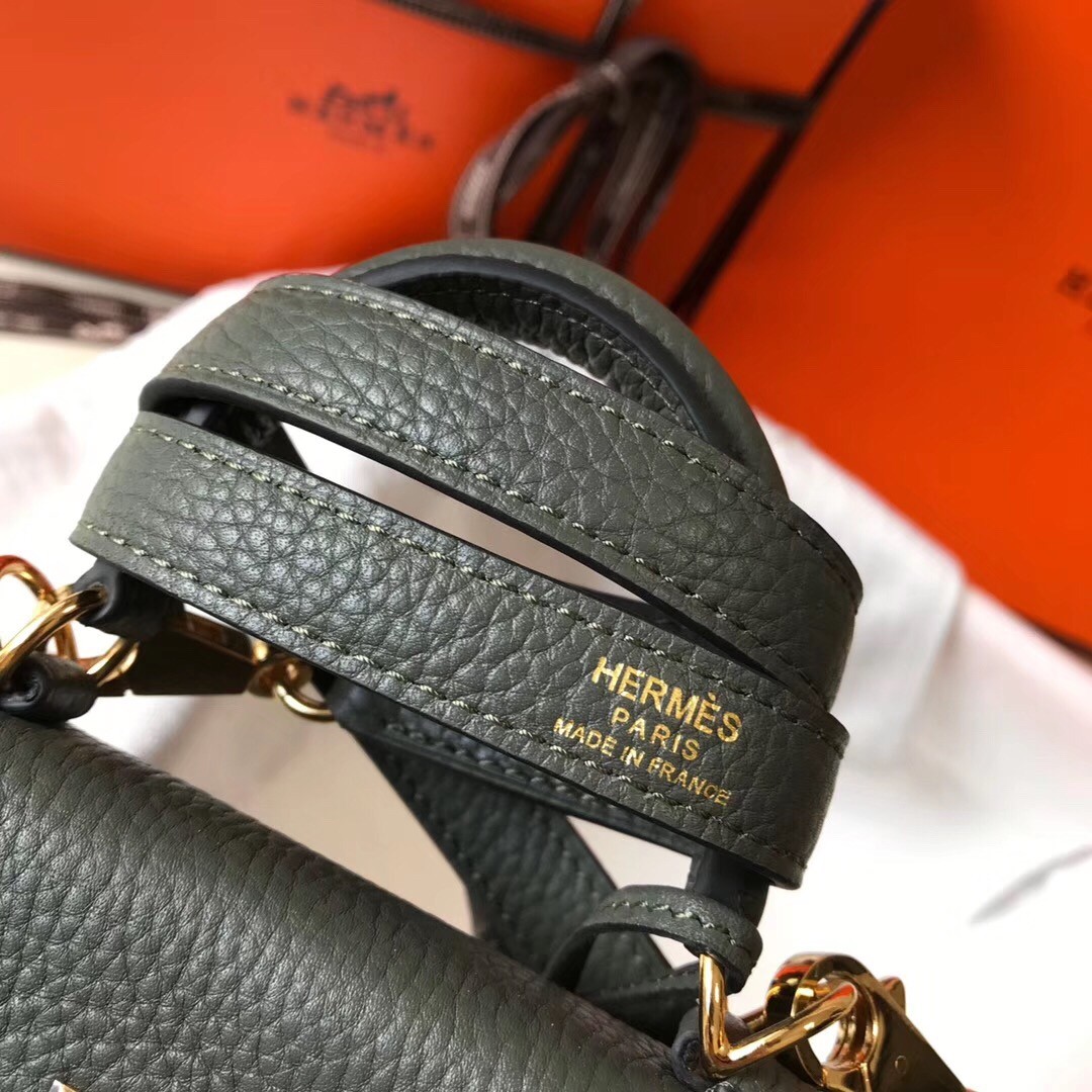 H**mes mini kelly 20cm bag in canopee clemence leather