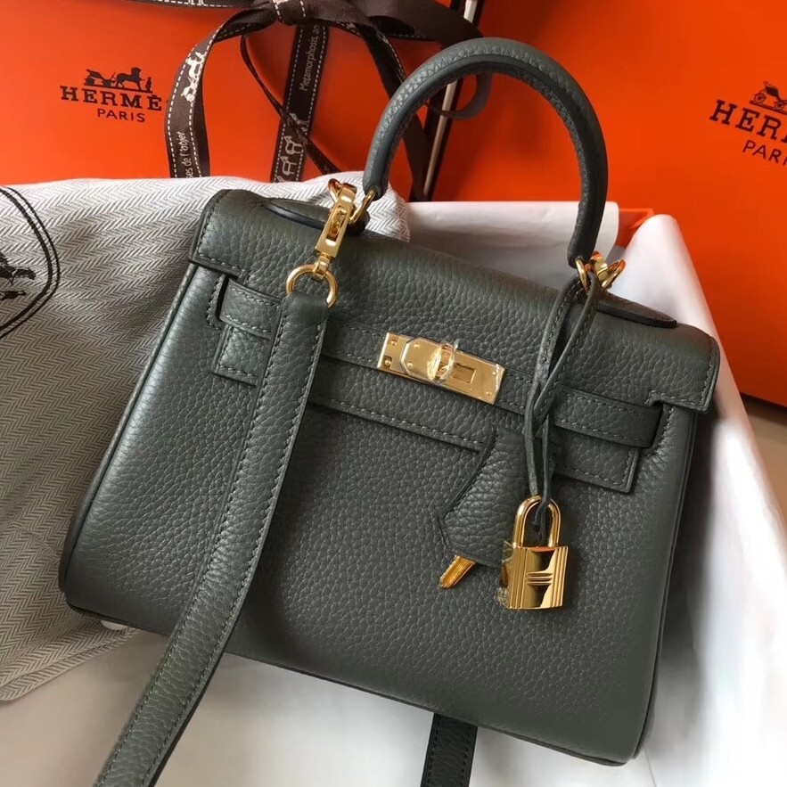 H**mes mini kelly 20cm bag in canopee clemence leather