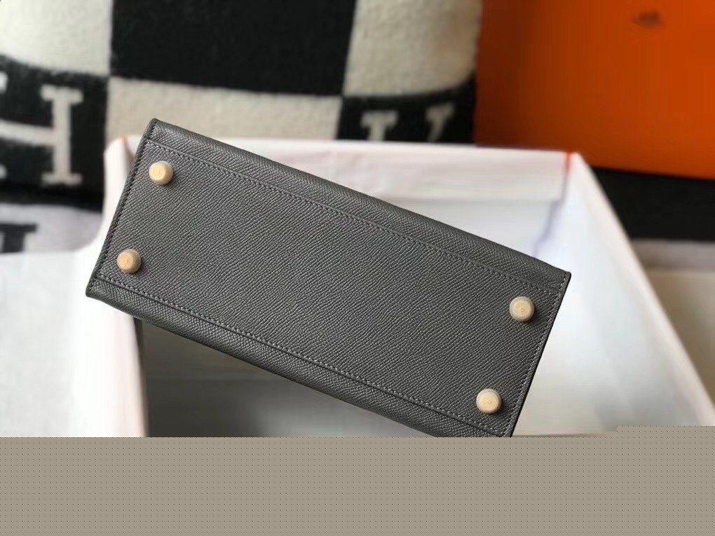 H**mes kelly 25cm sellier bag in ardoise epsom leather