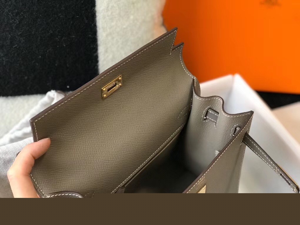 H**mes kelly 25cm sellier bag in gris asphalt epsom leather