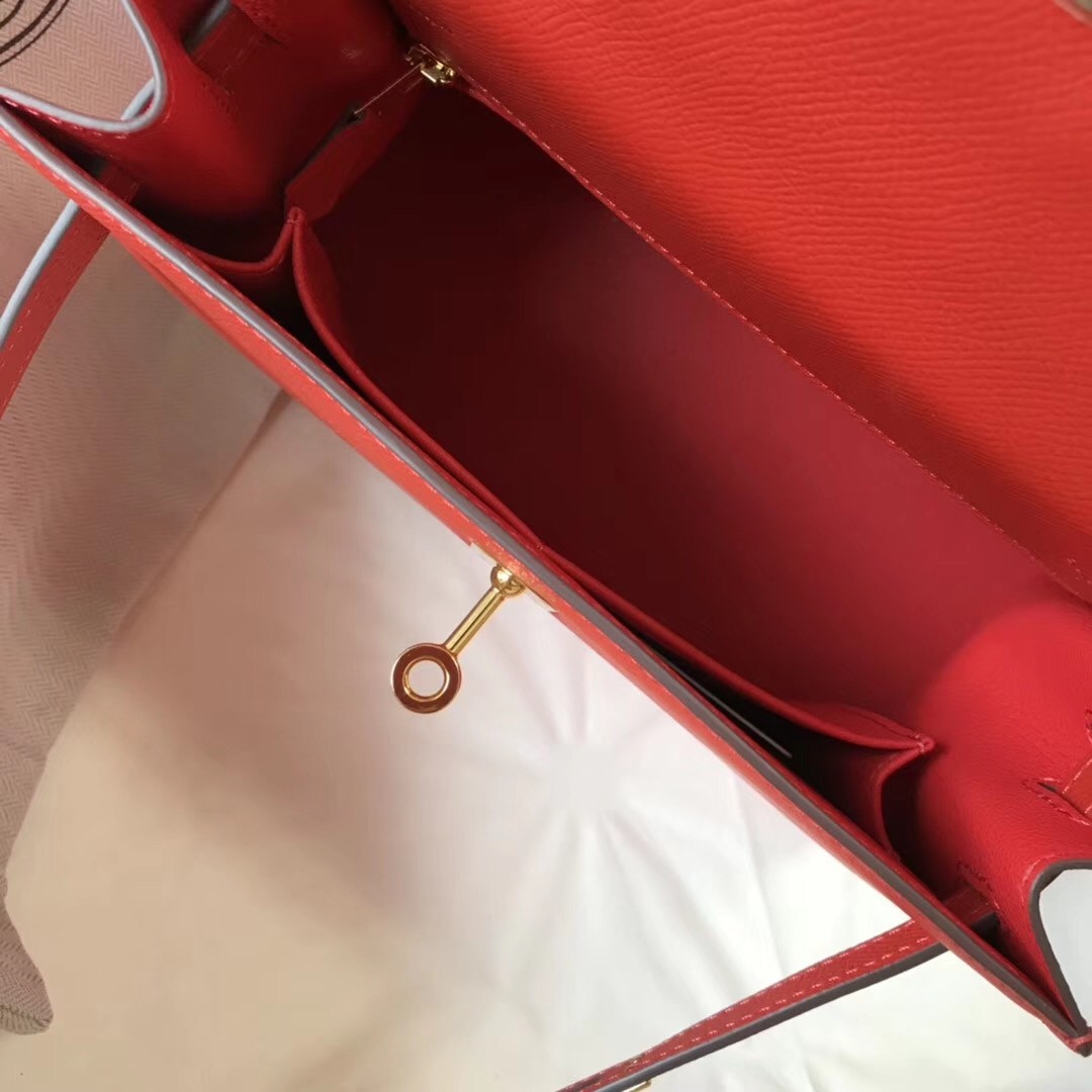 H**mes kelly 25cm sellier bag in piment epsom leather