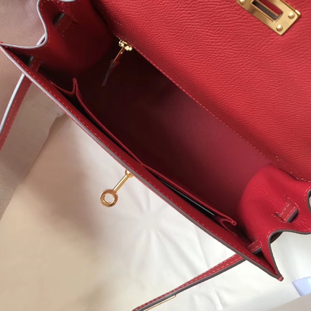 H**mes kelly 25cm sellier bag in red epsom leather