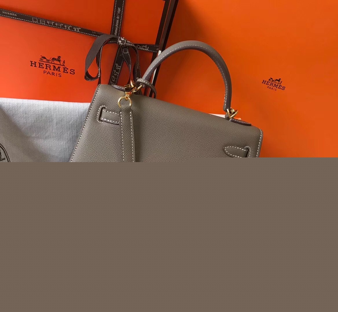 H**mes kelly 25cm sellier bag in taupe epsom leather