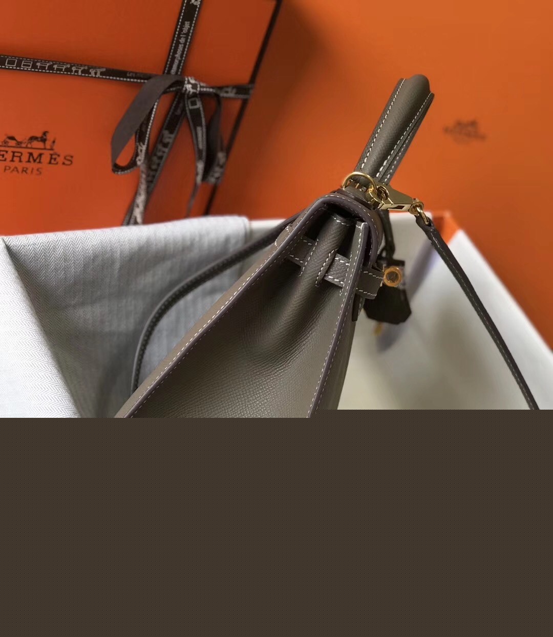 H**mes kelly 25cm sellier bag in taupe epsom leather