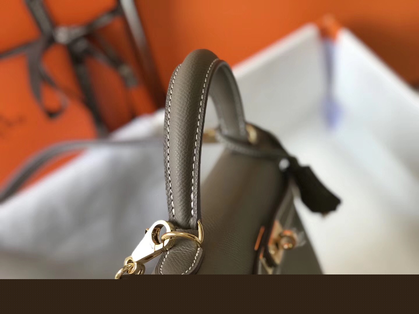 H**mes kelly 25cm sellier bag in taupe epsom leather