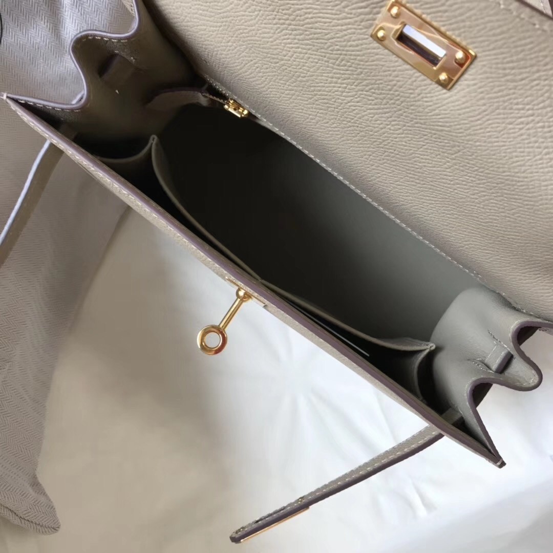 H**mes kelly 25cm sellier bag in tourterelle epsom leather