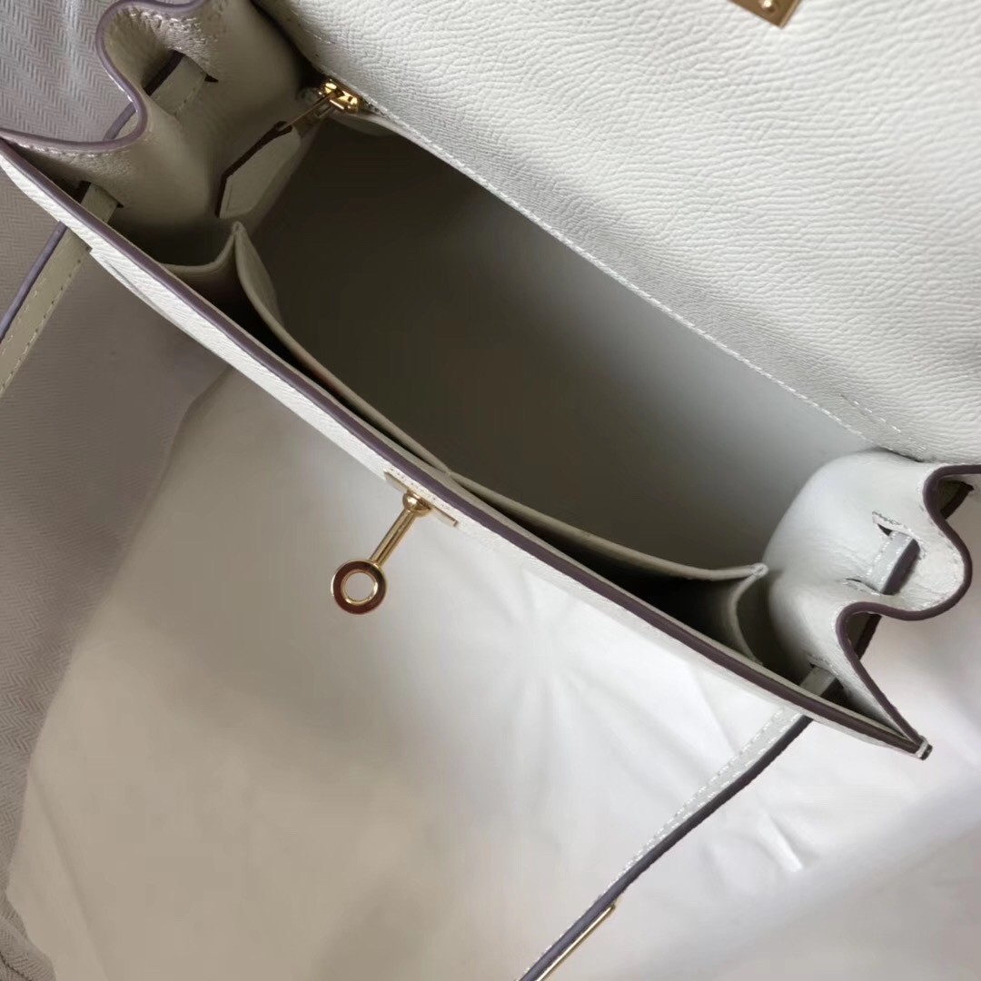 H**mes kelly 25cm sellier bag in white epsom leather