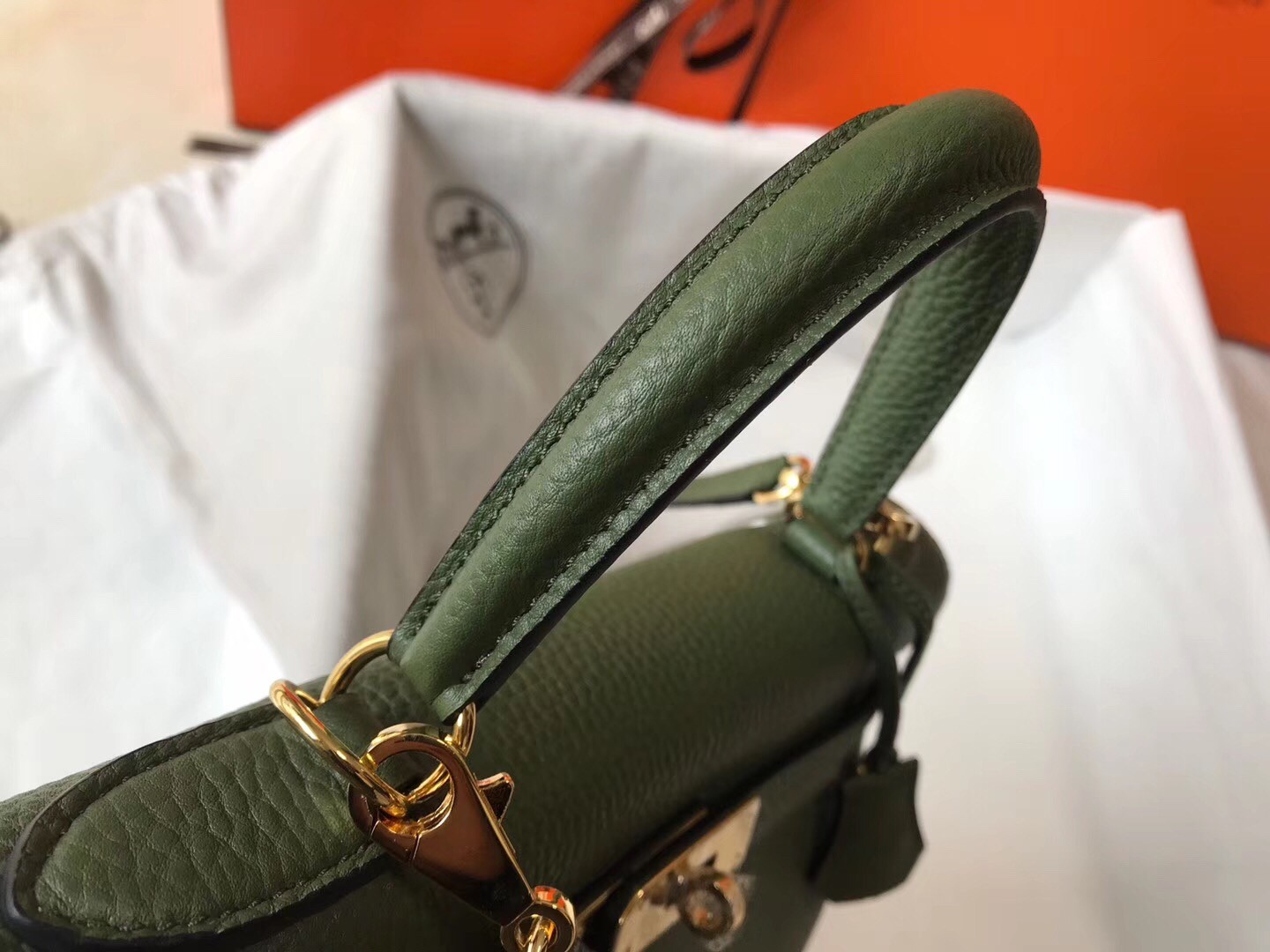 H**mes kelly 28cm retourne bag in canopee clemence leather