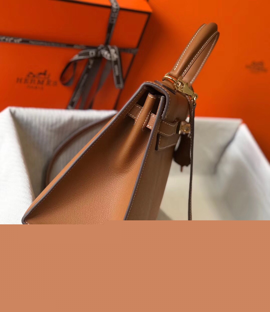 H**mes kelly 28cm sellier bag in brown epsom leather