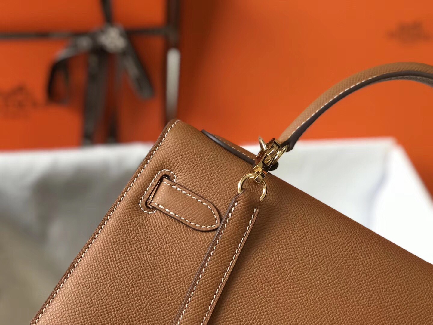 H**mes kelly 28cm sellier bag in brown epsom leather