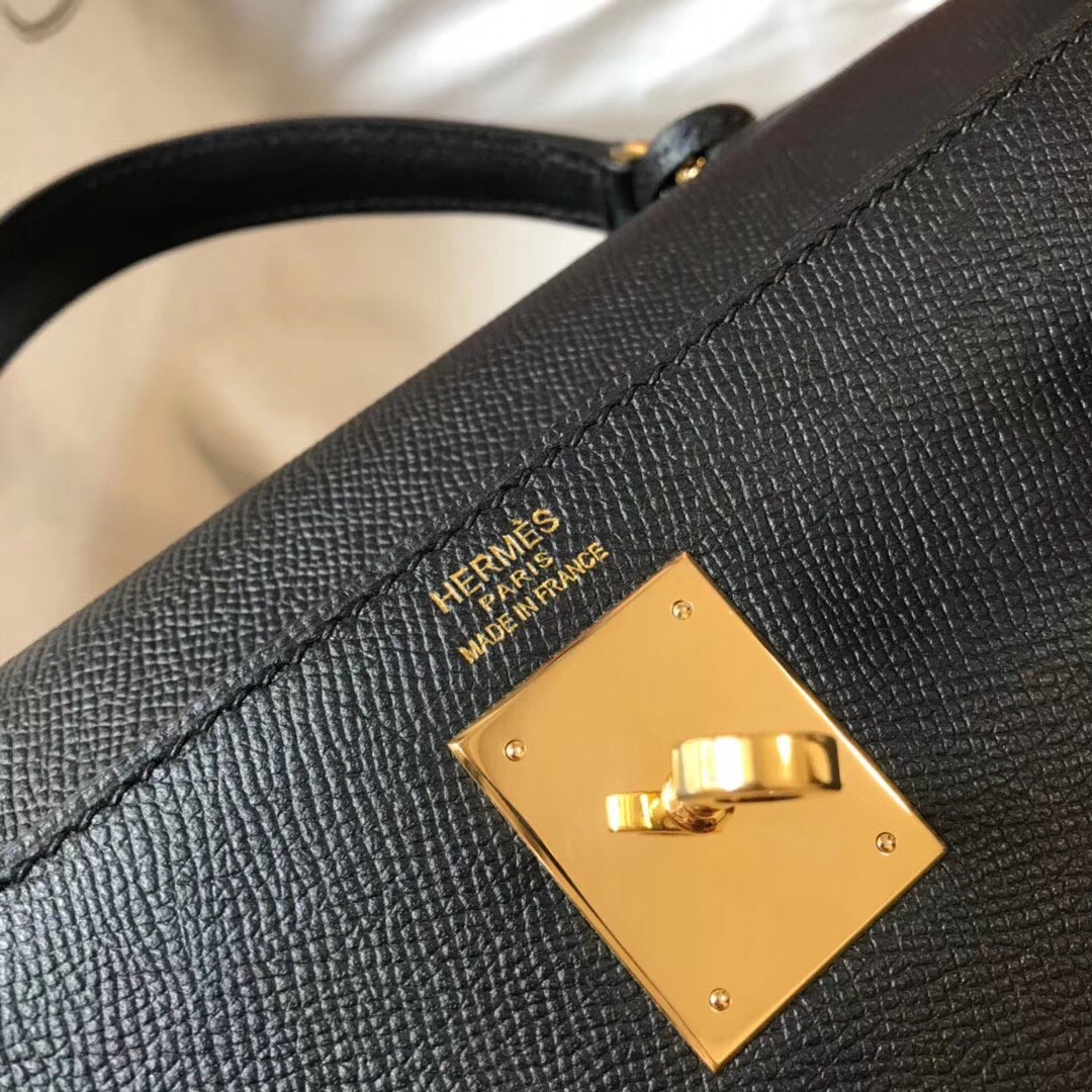 H**mes kelly 28cm sellier bag in black epsom leather