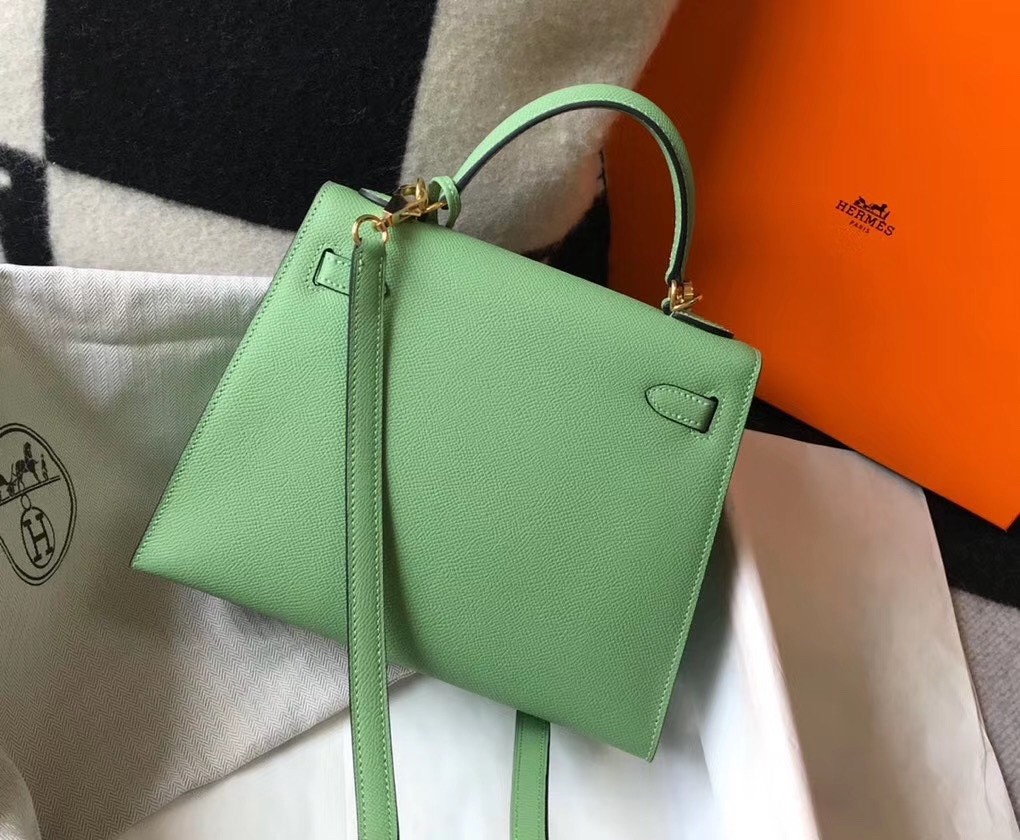 H**mes kelly 28cm sellier bag in vert criquet epsom leather