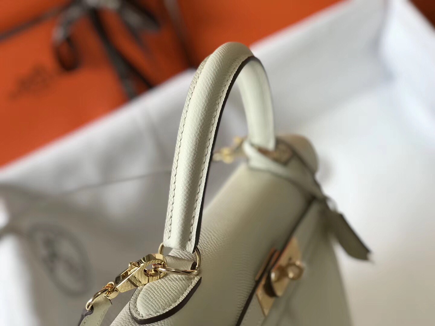 H**mes kelly 28cm sellier bag in white epsom leather