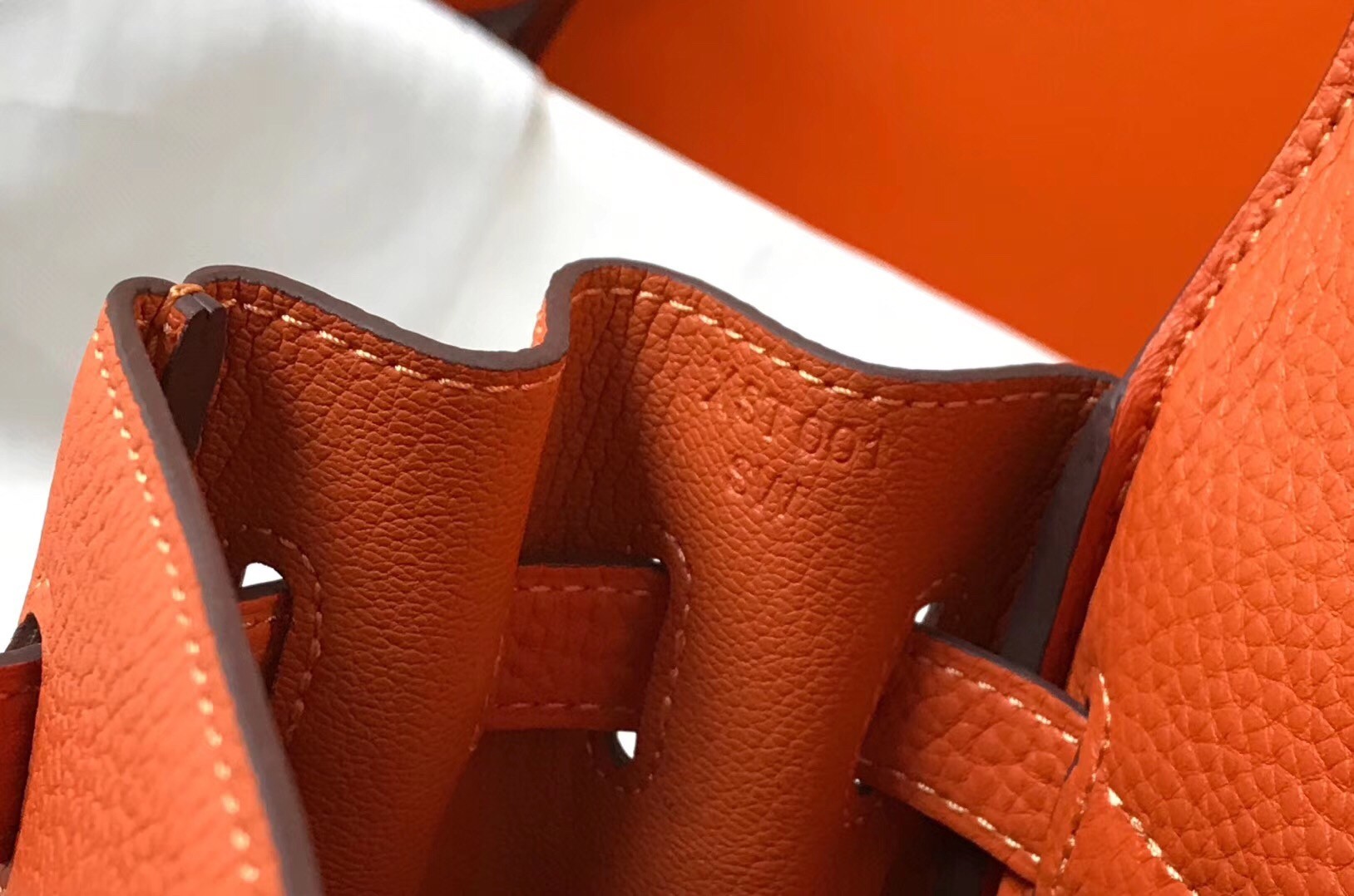 H**mes kelly 32cm retourne bag in orange clemence leather