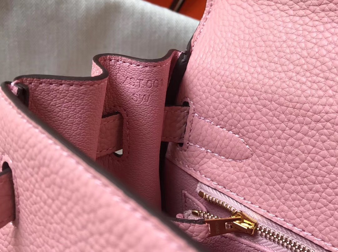 H**mes kelly 32cm retourne bag in pink clemence leather