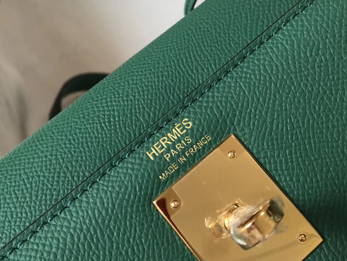 H**mes kelly 32cm sellier bag in malachite epsom leather