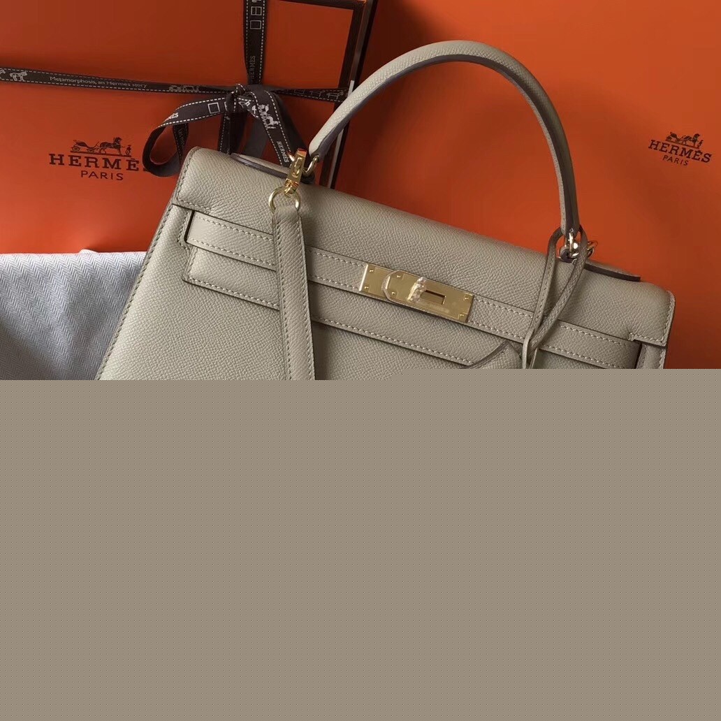H**mes kelly 32cm sellier bag in tourterelle epsom leather