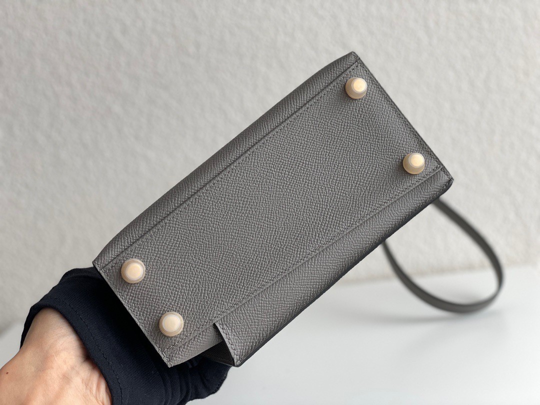 H**mes kelly en desordre 20 handmade bag in etain epsom calfskin