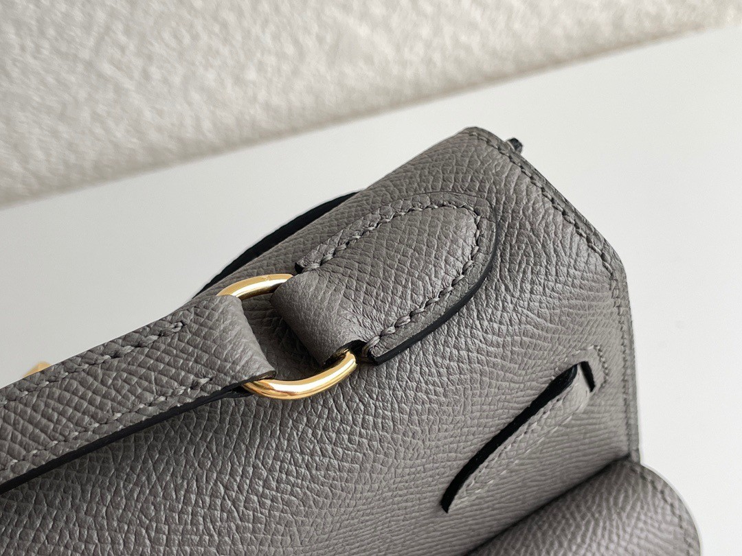 H**mes kelly en desordre 20 handmade bag in etain epsom calfskin