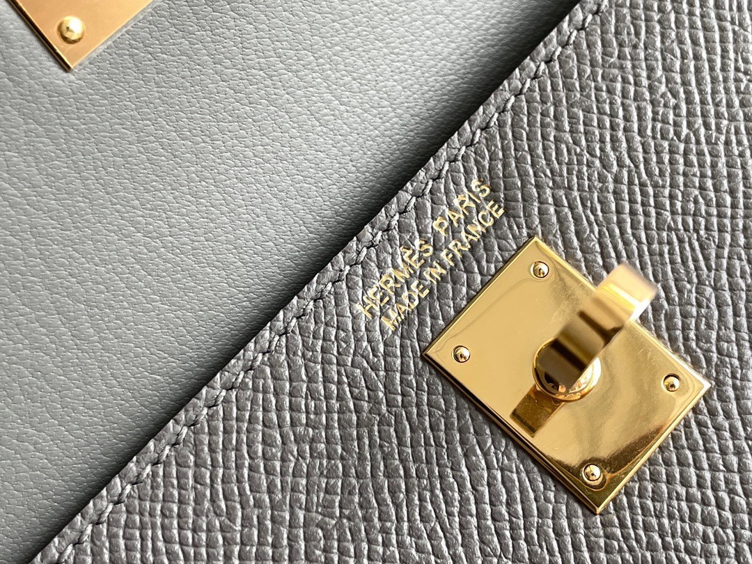 H**mes kelly en desordre 20 handmade bag in etain epsom calfskin