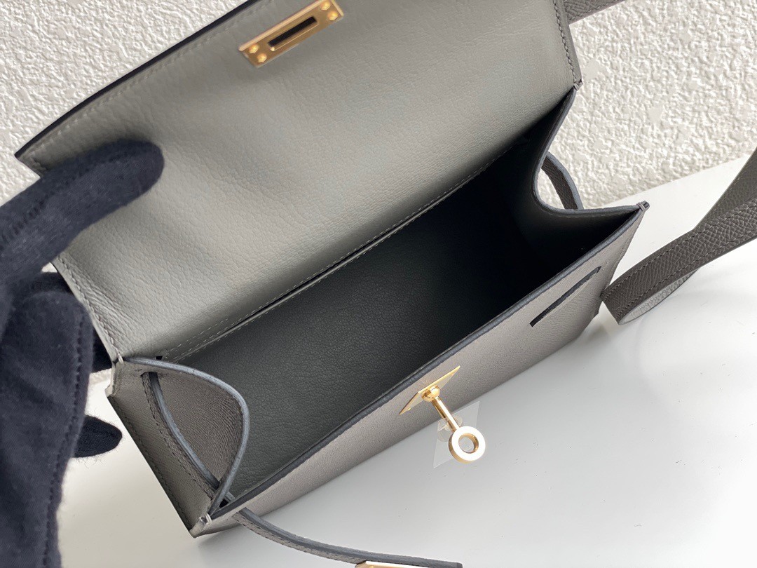 H**mes kelly en desordre 20 handmade bag in etain epsom calfskin