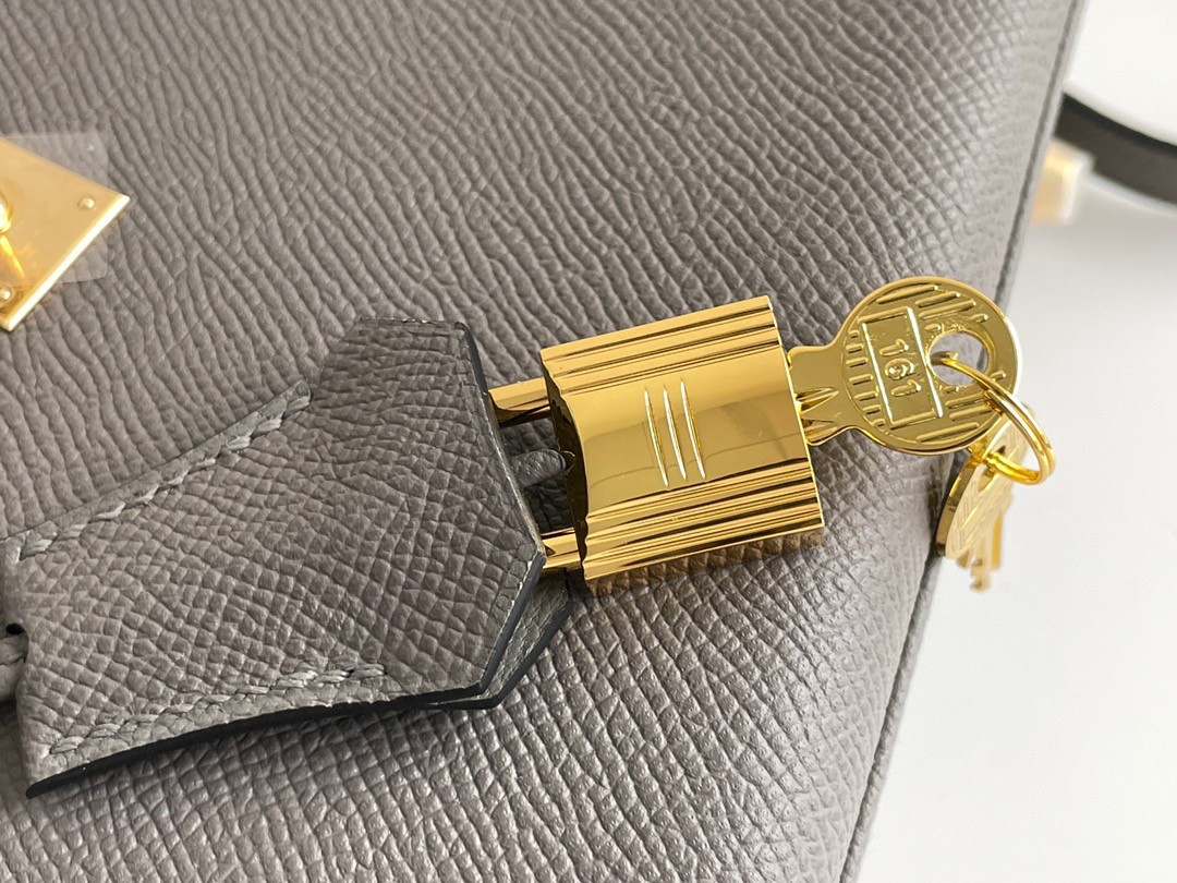 H**mes kelly en desordre 20 handmade bag in etain epsom calfskin