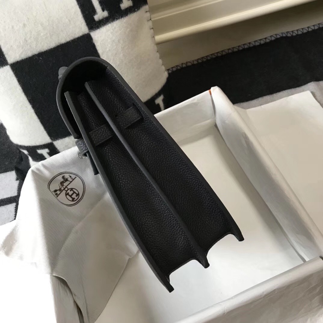 H**mes kelly depeche 34 briefcase in black calfskin