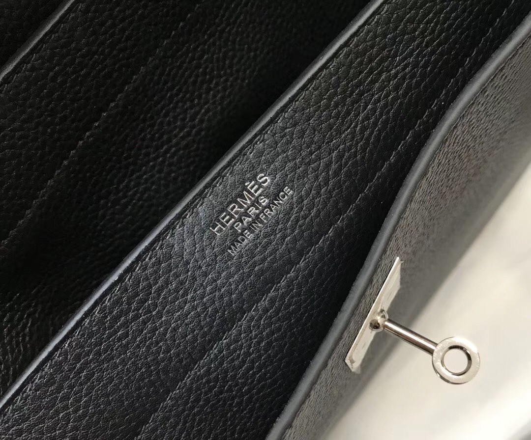 H**mes kelly depeche 38 briefcase in black calfskin