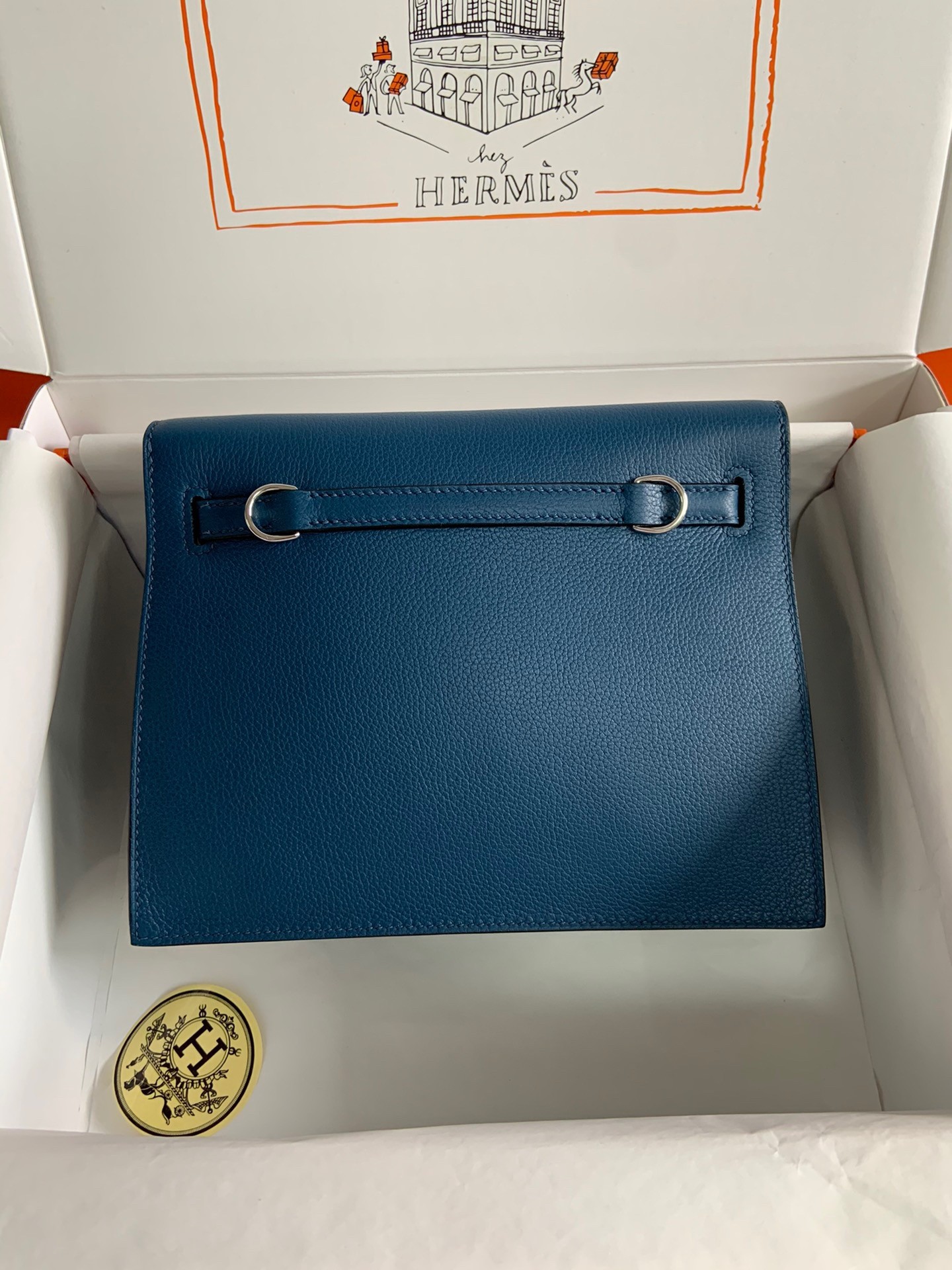 H**mes kelly danse ii handmade bag in deep blue evercolor calfskin