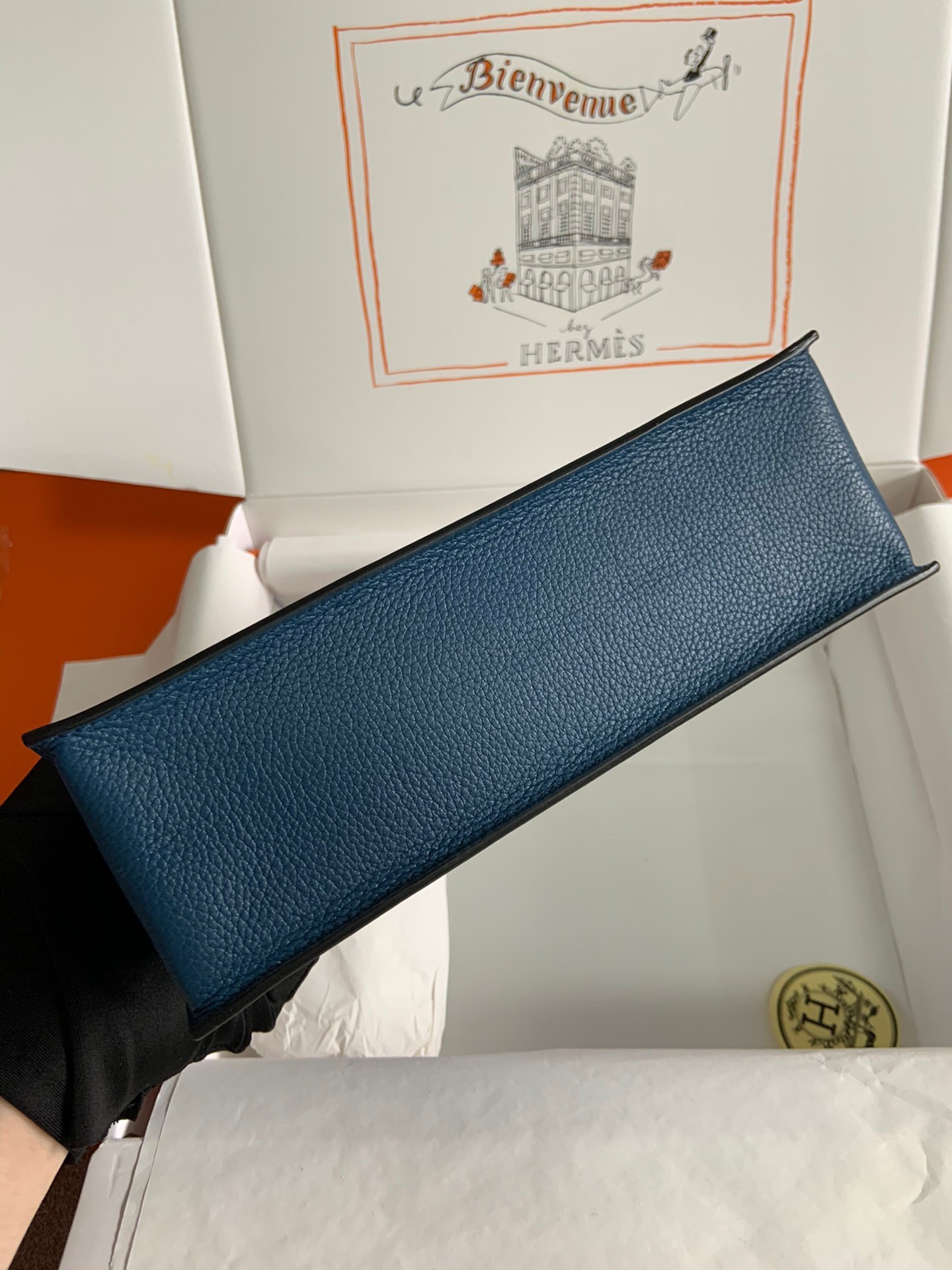 H**mes kelly danse ii handmade bag in deep blue evercolor calfskin